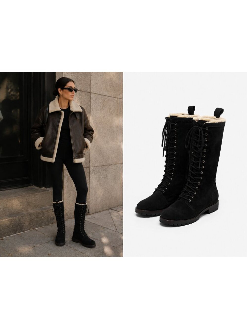 Cole Haan Waterproof Suede Shearling Knee High Boots 8.5B